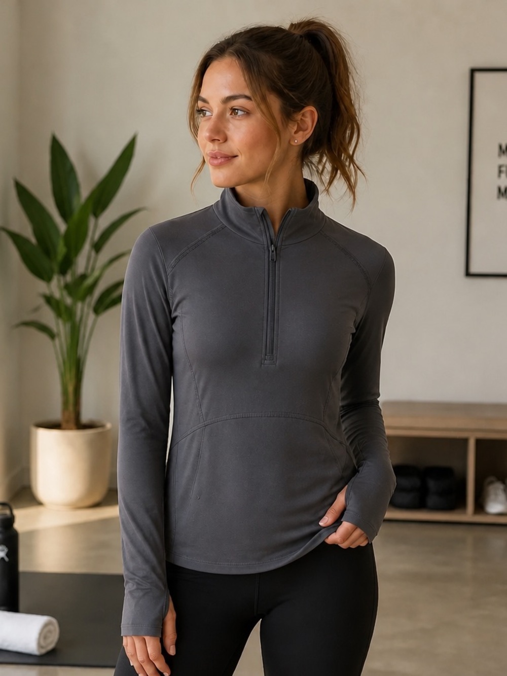 Athleta Women's Athletic Jacket Lightweight Pullover Quarter Zip Gray Size Small